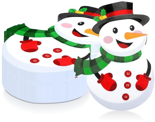 Ovanda 20 Stück Weihnachten Schneemann Servietten(33 x 33 cm), Winter Tischdeko, Weihnachtsservietten,Papierservietten Schneemann,Winter Servietten,Weihnachten Partygeschirr,Platzdeckchen Weihnachtens