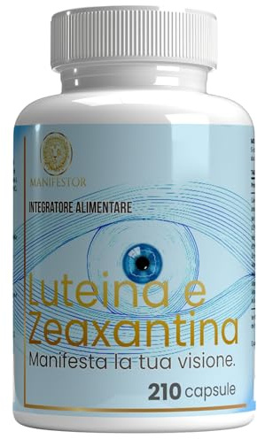 Luteina e Zeaxantina 210 Capsule Alto Dosaggio – Integratore per Vista e Benessere Oculare con Mirtillo Nero, Vitamine A C E, Zinco e Acido Ialuronico – 7 Mesi di Assunzione – Capsule Vegetali