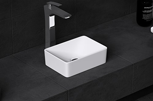 Durovin Bathrooms Cloakroom Ceramic Bathroom Basin - Countertop Sink Compact Vessel Sink - Rectangular (300 x 215 x 95mm)