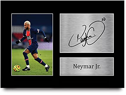 HWC Trading Neymar Jr A4 Ungerahmt Signiert Gedruckt Autogramme Bild Druck-Fotoanzeige Geschenk Für Psg Fußball Fans