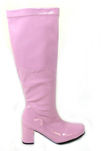 Gizelle Women's Ladies Fancy Dress 1960's & 70's Knee High Go Go Retro Boots Size UK 3-12 (UK 3, Pink)