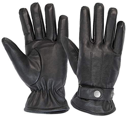 ALPIDEX Herren Lederhandschuhe Echtleder Warm Gefüttert Leder Handschuhe Winterhandschuhe Handschuh schwarz braun Herbst Winter, Größe:XL, Farbe:black