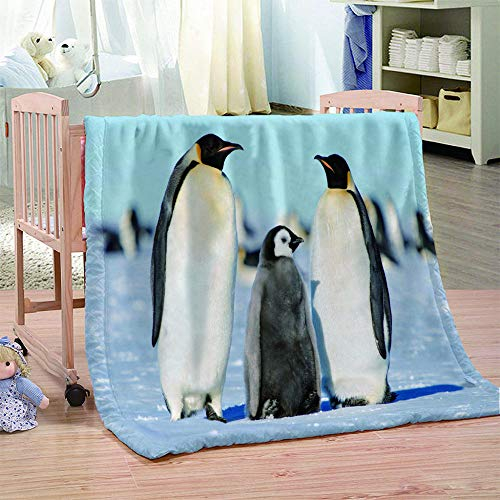 FFCLZ 3D Pinguin Muster Dicke Decke, weiche Flanelldecke, Wolldecke für Erwachsene Kinder -150 * 200cm