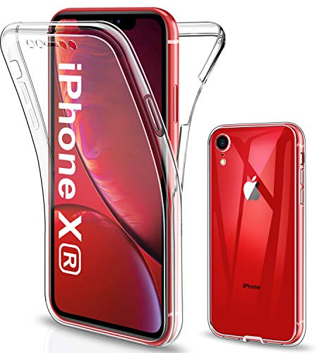SOGUDE Étui pour iPhone XR, Coque Transparente en Silicone TPU, Protection Intégrale 360 Degrés Full Body pour iPhone XR