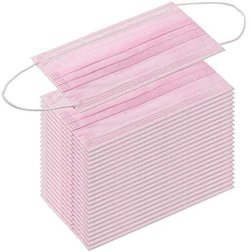 KAV® Lot de 50 masques jetables à 3 plis, haute filtration, convient aux peaux sensibles, perméable à l’air