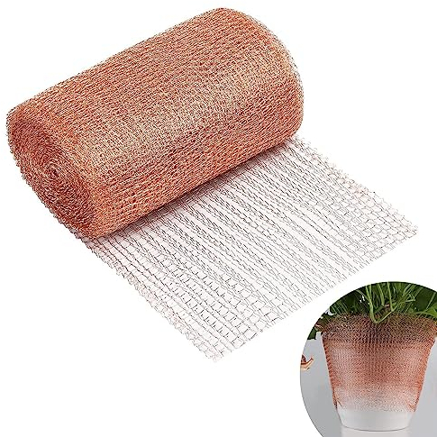 TSKDKIT Pure Copper Mesh Slug Buster Net Rodent Pest Control Snail Stopper Mesh Rat Wire Plant Protector Insect Control Copper Netting for Garden, Home, Distilling (6m x 12.5cm)