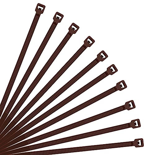 XINGO 500 Stück Kabelbinder Braun, 300mm x 3.6mm, 18,2 kg Zugfestigkeit, UV-beständig, Selbstsichernde Kabelbinder für drinnen und drauße