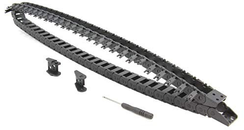 Zeberoxyz 10X15mm Drag Chain Length 1Meter Open Type Black Plastic Cable Carrier R18 with 1Kit End Connectors for 3D Printer and CNC Machines (10mmX15mm)