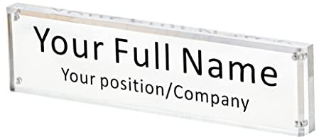 IEEK Acryl-Schreibtisch-Namensschild für Büro, klarer Acrylblock, Namensschild, doppelseitig, Schreibtisch-Halter, DIY Ihren personalisierten Namen für den Schreibtisch, 6.3 x 25.4 cm