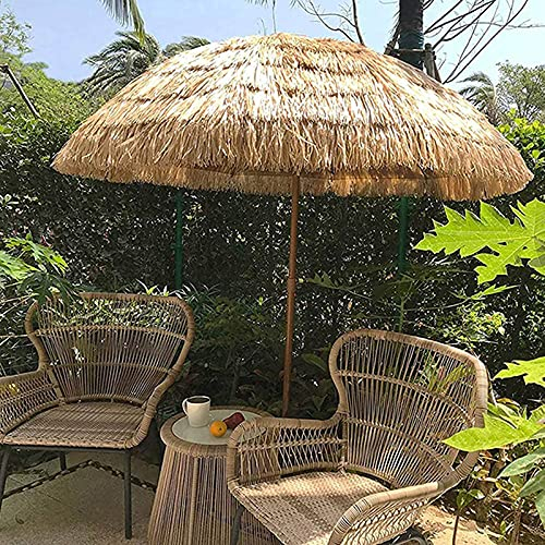 Yclty Sombrilla Playa Redonda de Ø210cm Parasol de Paja Hawaiano Tiki para Sombrilla Al Aire Libre Jardines Piscina Balcón Parasol De Paja para Terraza