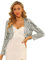 Allegra K Damen Glitzer Blazer Festliche Langarm Offen Pailletten Crop Jacke Silber L