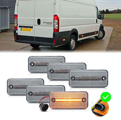 njssjd 6X LED Seitenblinker Marker Blinker Bernsteinfarben Lichter für Fiat Ducato Citroen Jumper Relais Peugeot Boxer I'veco Daily ab 2006 transparente Linse LED-Seitenmarker LKW-Parklicht