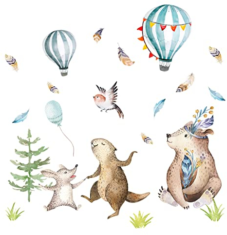Little Deco Wandtattoo Wandsticker Kinderzimmer Tiere Wald I Wandbild 56 x 37 cm (BxH) I Wandaufkleber Wanddeko Babyzimmer Spielzimmer Mädchen Junge DL160-Z11