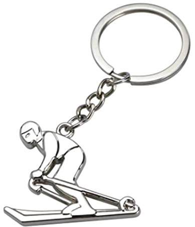ARFUKA Schlüsselanhänger Edelstahl Auto Schlüsselanhänger Skifahrer Anhänger Metall Keychain Schlüsselbund Geburtstag Weihnachtsgeschenke für Männer und Frauen
