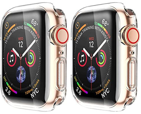 2 Pezzi HANKN 45mm Cover per Apple Watch Series 8 7 45mm Proteggi Schermo Custodia, TPU Morbido Copertura Completa Iwatch Case Antiurto Cover (45mm, Transparente)