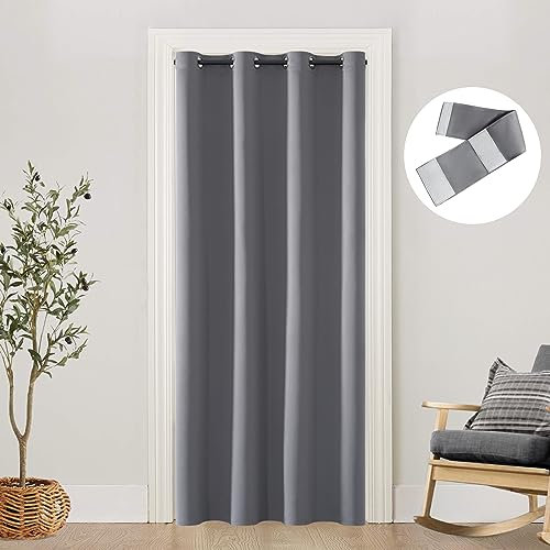 SHINELAND Tenda per porta, lunghezza 121 x 203 cm, per porta o armadio, tenda a fisarmonica finta, per privacy temporanea, tende divisorie