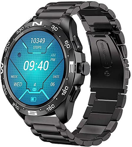 Onetuo Armband Kompatibel mit LEMFO 1.32 Zoll Smartwatch I32, Classic Edelstahl Uhrenarmband für LEMFO I32 Smartwatch (Schwarz)