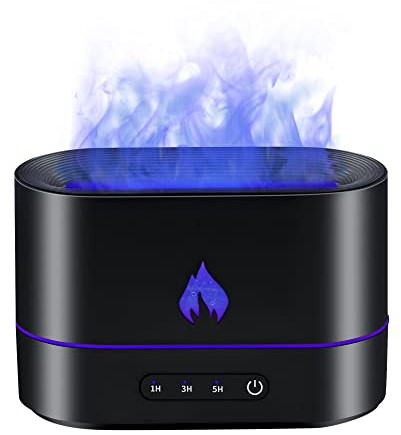 Mcbazel Flame Aroma Diffuser,Fragrance Essential Oil Diffuser Humidifier,Aroma Diffuser Humidifier with 3D Flame Night Light 200mL for Bedroom, Home and Office - Black