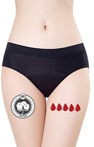 ZVZK Period Underwear Heavy Flow Absorbent Leak Proof Panty Girl Teens Period Pants Menstrual Panties For Women (M,Pack of 1)