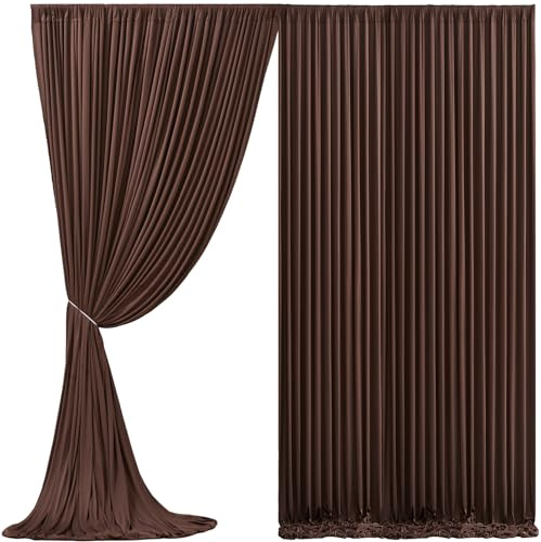 10x10 Brown Backdrop Curtain for Parties Wedding Wrinkle Free Brown Photo Curtains Backdrop Drapes Fabric Decoration for Birthday Party Baby Shower 5ft x 10ft,2 Panels