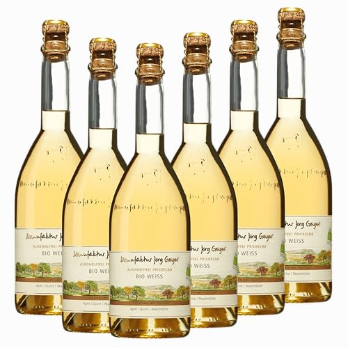 Jörg Geiger Bio Weiss Alkoholfrei | Sekt ohne Alkohol 6er-Paket | Fein-fruchtig mit Birne, Apfel, Quitte & Holunder | alkoholfreier Sektgenuss für jeden Anlass