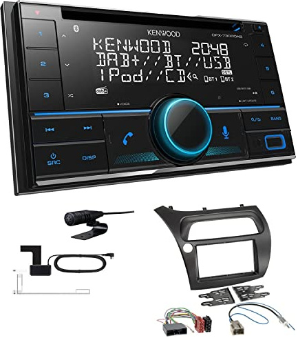 Kenwood DPX-7300DAB 2-DIN Autoradio mit Bluetooth Digitalradio DAB+ USB CD passend für Honda Civic VIII 2006-2012 schwarz