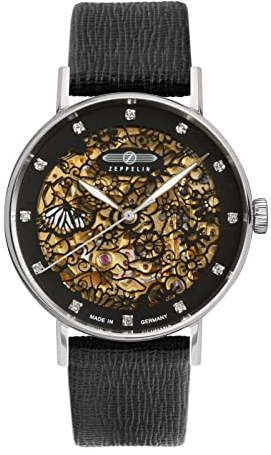 Zeppelin Damenur mit Lederband Serie Princess of The Sky Skelett Automatik 7461-2