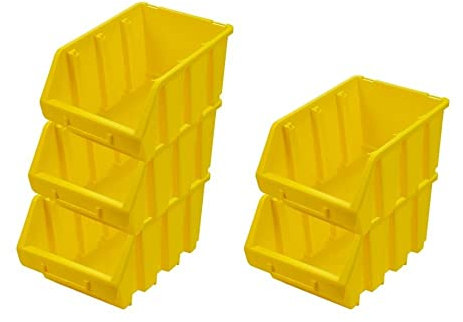 PROREGAL SuperSparSet 5x Sichtlagerbox 3 | HxBxT 12,6x17x24cm | Gelb | Sichtlagerbehälter Sichtlagerkasten Sichtlagerkastensortiment Sortierbehälter Stapelbehälter