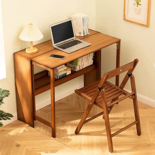 FAANAS Bureau d'Ordinateur Pliant en Bambou Naturel, Portable pour Étude et Écriture, Petit Bureau à Domicile pour Étudiant (31 Inch, Walnut)