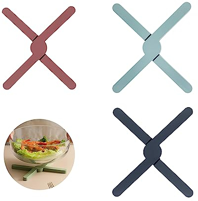 3 Stücke Topfuntersetzer Zusammenklappbar, Silikon Topfuntersetzer Hitzebeständig, Faltbare Silikon-Untersetzer, Heißer Topf Halter, Untersetzer für Töpfe, Heiße Pfannen, Schalen