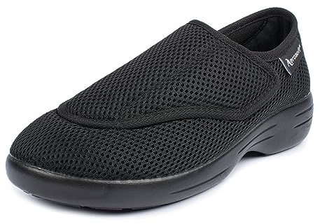 Aerosoft Reha-Halbschuh Stretch 17 Damen Herren Weite G-H Klettverschluss rutschhemmend (schwarz, Numeric_42)