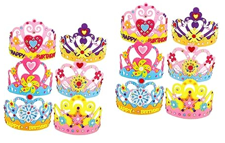 Abaodam 12 Sätze Geburtstagsmütze Selber Machen Kinderhüte Geburtstag Gefühlt Diy Geburtstagskronen Für Kinder Vorräte Machen Geburtstag Kopfschmuck Baby Nicht Gewebt Prinzessin Requisiten
