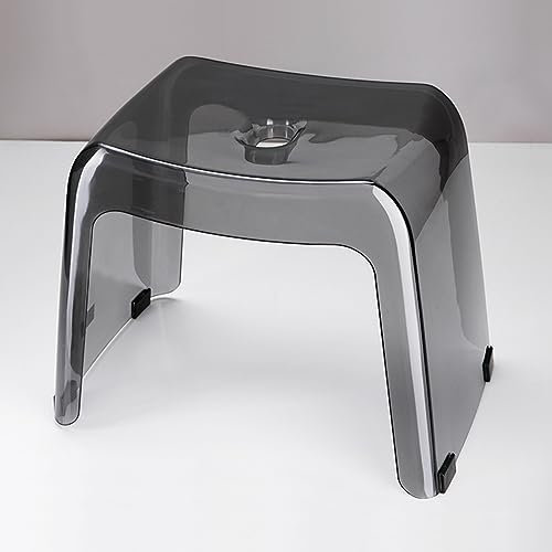 WAGLOS Tabouret De Salle de Bain Transparent, Tabouret De Douche Acrylique Transparent avec Pieds Antidérapants Tabouret De Douche Tabouret pour Cuisine Et Salon 39 * 25 * 29cm,Gris