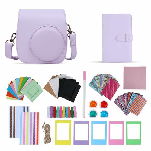 TONYLAIJIANTAO Instant Camera Mini 11/12 Accessories Compatible with Fujifilm Instax Film Camera, Include Case/Album/Filters/Film Frames/Border Stickers. (Purple)