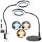NZQXJXZ 2-in-1 Lupe mit Licht und Ständer, 10X 20X Lupenlampe mit großem Sockel & Klemme, 72 LEDs, 3 Farbmodi und 10 stufenlos dimmbare, Lupenleuchte für Hobby, Lesen, Naharbeit, Schmuck