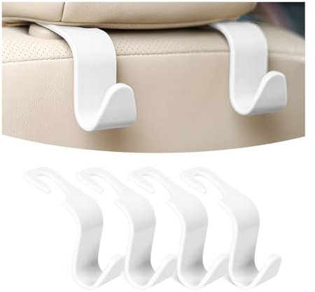 Osilly Autositz-Kopfstützenhaken, 4 Stück, Autositz-Aufhänger, Aufbewahrungs-Organizer für Geldbörse, Handtasche, Mäntel, Einkaufstaschen, Auto-Innenzubehör, universeller Kunststoff-Haken zum