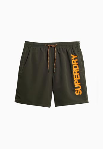 Superdry Herren 17-Zoll-Badeshorts aus recyceltem Material mit Sportgrafik Army Kaki XL