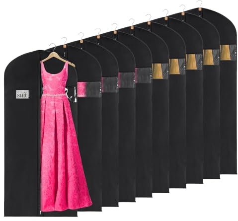 KEEGH Kleidersäcke zum Aufhängen von Kleidung, Kleidertaschen für Kleider, lange Kleidertaschen für Schrank, Aufbewahrung mit Reißverschluss, 10 Stück