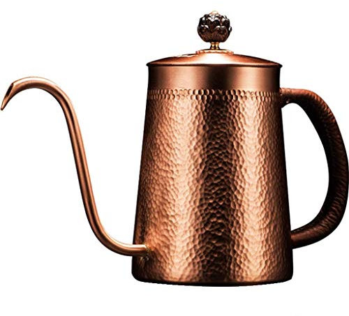 Handmade Coffee Pot Pure Copper Coffee Pot Small Mouth Pot Long Mouth Pot with Lid Capacity: 700ml