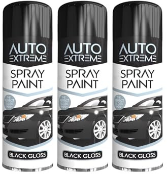 PNJB All Purpose Aerosol Spray, Interior Exterior, Fast Dry Excellent Coverage Adhesion, Long-Lasting Durability, Black Gloss Aerosol, 250 Ml (3 Pcs)