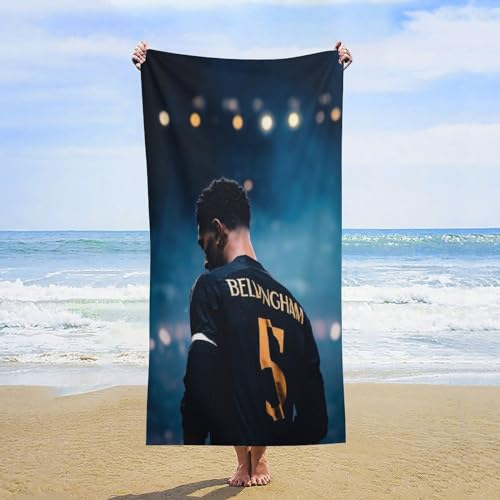 Fdcyzwxgs Bellingham Strandtuch, 3D Fußballspieler Handtücher Reisen Schwimmen Pool Yoga Fitnessstudio Camping Für Erwachsene Kinder Teenager Strand-Essentials Zubehör 160x80cm