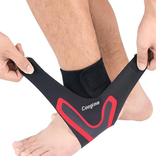 Coogime 2 Pcs chevillere entorse, chevillere de maintien football, Flexible Ankle Brace, attelle cheville, bandage pour fasciite plantaire, chevillères respirantes (Red, L(EU:42-45))