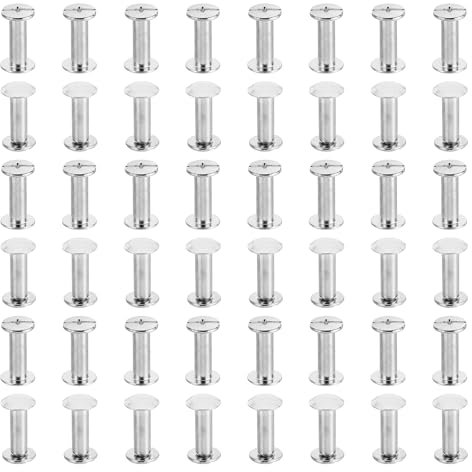 PATIKIL Vis Chicago M5x14mm, 50 Ensembles de Vis Chicago, Vis à Tête Phillips, Boulons de Fixation, Rivets en Cuir, Fixations en Laiton, Connecteurs en Acier, Couleur Argentée
