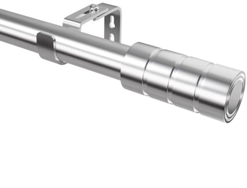Gardinenstange Ausziehbar Vorhangstange Verstellbare Länge Gardinenstange Edelstahl Curtain Rod für Wohnzimmer, Schlafzimmer Fenster, Ø25mm, 60-165cm(Silber)