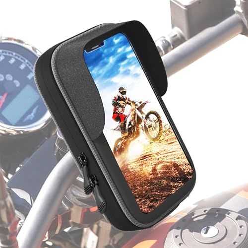 Support telephone moto velo etanche coque avec visiere compatible avec les smartphones jusqu'a 7,5 fixation au guidon ultra-resistante Rotation à 360 Protection totale contre l'eau et la poussiere