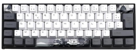 JSJT Capuchons de touches d'encre Lotus ISO français 148 touches PBT Profil OEM avec extracteur de touches pour claviers mécaniques Cherry MX Switch 61/68/84/87/96/108