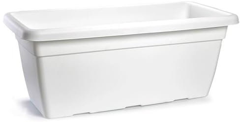 Acan Tradineur - Jardinera de plástico sin Plato - 100 cm - Agujeros de Drenaje - Modelo PLFT - Forma Rectangular - Ideal para Decorar tu casa y jardín - Fabricada en España - Color Blanco