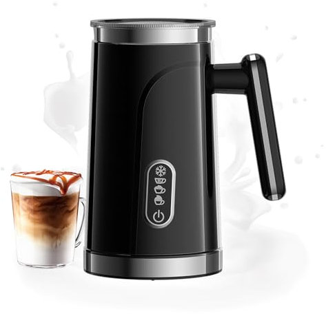 Milk Frother Electric 4 in 1 - Automatic Milk Frothers 300ml Large Capacity Milk Steamer Silent Operation Milk Heater and Warmer Hot & Cold Milk Foamer Maker for Latte Coffee Chocolate (Black)