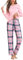 Aseniza Pigiami Invernali Donna Pigiama Cotone Donna Lungo Leggero Pigiama Caldo in Due Pezzi Top a Maniche Lunghe e Pantaloni Scozzesi con Tasche Laterali(1055-Rosa,M