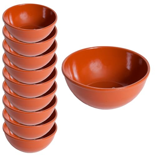 TWO TIGERS Pack 10 Bol de Barro para Ensalada, Desayuno, Sopas, Aperitivos. Set de Vajilla para Restaurantes, Bar, Celebraciones, Hogar (15 x 6 cm)